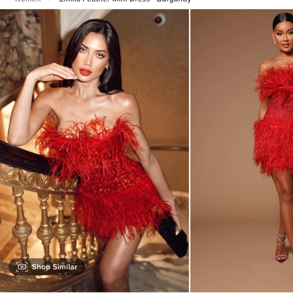 Emilia red feather dress